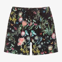 Olga Valentine-شورت سباحة لون أسود بطبعة ورود للأولاد | Childrensalon Outlet