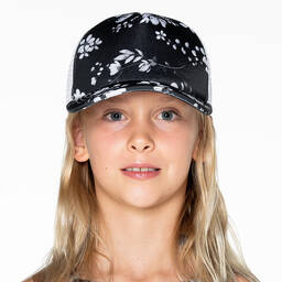 Olga Valentine-Girls Black Floral Cap | Childrensalon Outlet