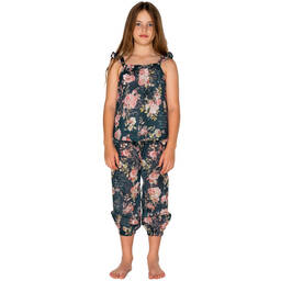 Olga Valentine-Girls Blue & Pink Cotton Floral Harem Trousers | Childrensalon Outlet