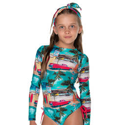 Olga Valentine-Сине-красный купальник с кадиллаком(UPF50+) | Childrensalon Outlet