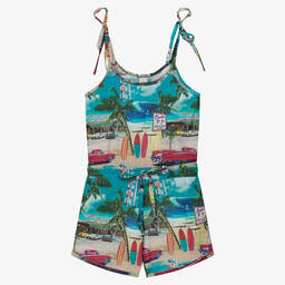 اولغا فالنتين-بلاي سوت قطن بوبلين لون أزرق وأحمر للبنات | Childrensalon Outlet