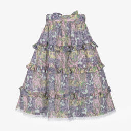 Olga Valentine-Хлопковая макси-юбка с узором пейсли розовая для девочек | Childrensalon Outlet