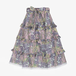 Olga Valentine-Хлопковая макси-юбка с узором пейсли розовая для девочек | Childrensalon Outlet