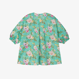 Olga Valentine-قفطان بطبعة ورود قطن لون أخضر للبنات | Childrensalon Outlet
