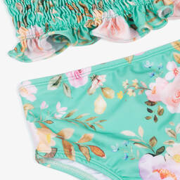 Olga Valentine-مايوه بكيني بطبعة ورود لون أخضر للبنات (UPF50+) | Childrensalon Outlet