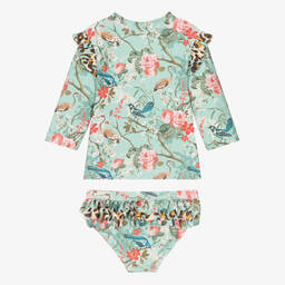 Olga Valentine-تانكيني لون أخضر بطبعة ورود للبنات (UPF50+) | Childrensalon Outlet