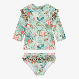 Olga Valentine-تانكيني لون أخضر بطبعة ورود للبنات (UPF50+) | Childrensalon Outlet