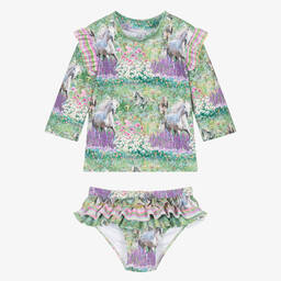 Olga Valentine-Фиолетово-зеленое танкини для девочек (UPF50+) | Childrensalon Outlet