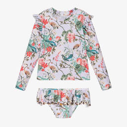 Olga Valentine-Girls Lilac Purple Floral Tankini (UPF50+) | Childrensalon Outlet