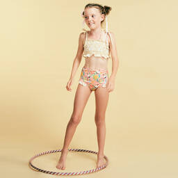 اولغا فالنتين-مايو بيكيني لون برتقالي مرجاني للبنات (UPF50+) | Childrensalon Outlet