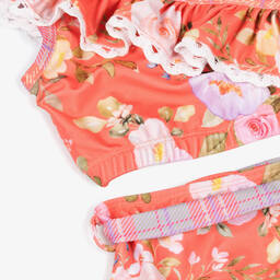 Olga Valentine-Girls Orange Floral Bikini (UPF50+) | Childrensalon Outlet