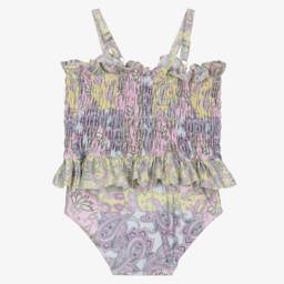 Olga Valentine-Girls Paisley Pink Sun-Guard Swimsuit | Childrensalon Outlet