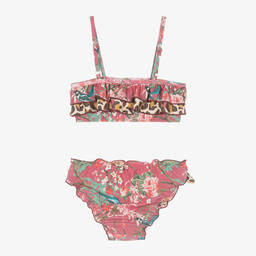 Olga Valentine-مايو بيكيني لون زهري داكن بطبعة ورود (UPF50+) | Childrensalon Outlet