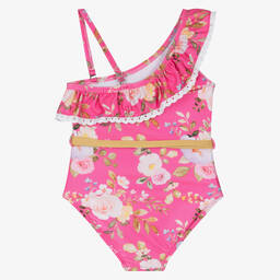 Olga Valentine-Girls Pink Floral Swimsuit (UPF50+) | Childrensalon Outlet