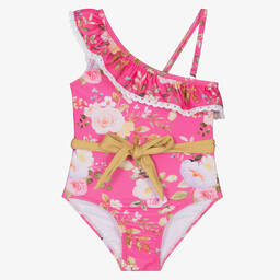 Olga Valentine-Girls Pink Floral Swimsuit (UPF50+) | Childrensalon Outlet