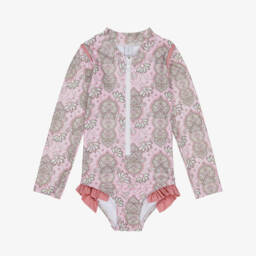 Olga Valentine-مايوه بنقشة بيزلي لون زهري للبنات (UPF50+) | Childrensalon Outlet