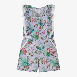 اولغا فالنتين-بلاي سوت قطن لون بنفسجي بطبعة ورود للبنات | Childrensalon Outlet