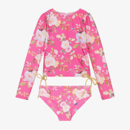 Olga Valentine-طقم سباحة وردي مزهر للبنات UPF50+ | Childrensalon Outlet