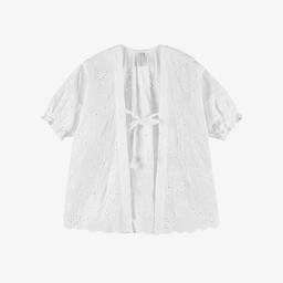 Olga Valentine-قفطان برودري انجليزقطن لون أبيض للبنات | Childrensalon Outlet