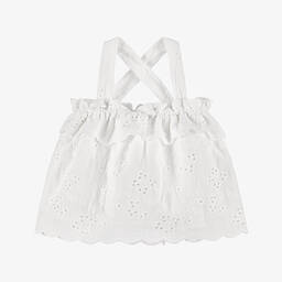 Olga Valentine-Girls White Cotton Broderie Anglaise Top | Childrensalon Outlet