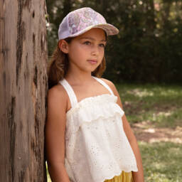 Olga Valentine-Girls White Cotton Broderie Anglaise Top | Childrensalon Outlet