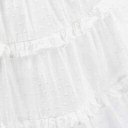 Olga Valentine-فستان بطبقات قطن بلوميتي لون أبيض | Childrensalon Outlet