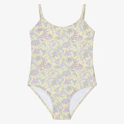 Olga Valentine-Купальник для девочек жёлтый и пурпурный с узором пейсли | Childrensalon Outlet