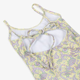 Olga Valentine-Купальник для девочек жёлтый и пурпурный с узором пейсли | Childrensalon Outlet