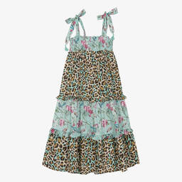 Olga Valentine-Синее хлопковое платье с цветами для подростков | Childrensalon Outlet