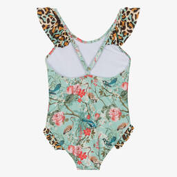 Olga Valentine-Зеленый купальник с цветами и рюшами для девочек-подростков (UPF50+) | Childrensalon Outlet