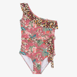 Olga Valentine-Teen Girls Pink One Shoulder Swimsuit (UPF50+) | Childrensalon Outlet