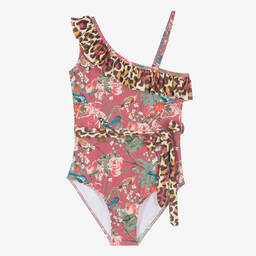 Olga Valentine-Teen Girls Pink One Shoulder Swimsuit (UPF50+) | Childrensalon Outlet