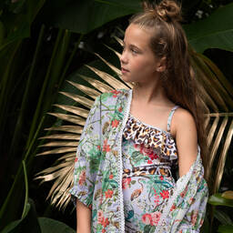 Olga Valentine-Teen Girls Purple Floral Cotton Kimono | Childrensalon Outlet