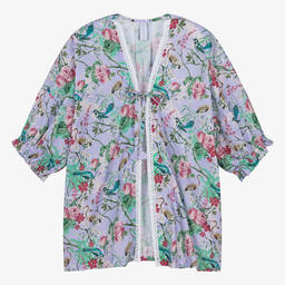 Olga Valentine-Teen Girls Purple Floral Cotton Kimono | Childrensalon Outlet