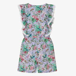 Olga Valentine-Teen Girls Purple Floral Cotton Playsuit | Childrensalon Outlet