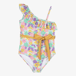 Olga Valentine-Teen Girls Turquoise Blue Asymmetric Swimsuit (UPF50+) | Childrensalon Outlet