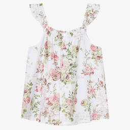 Olga Valentine-Белый хлопковый топ с цветами | Childrensalon Outlet