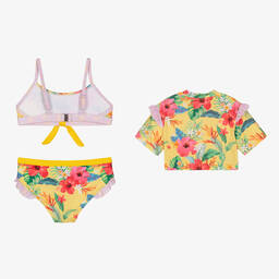 Olga Valentine-طقم مايو بيكيني لون أصفر بطبعة ورود (UPF 50+) | Childrensalon Outlet