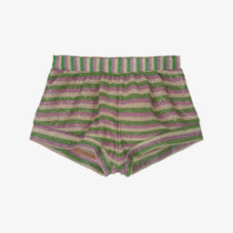 Oséree-Girls Green & Gold Striped Lumiére Shorts | Childrensalon Outlet