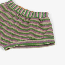 Oséree-Girls Green & Gold Striped Lumiére Shorts | Childrensalon Outlet