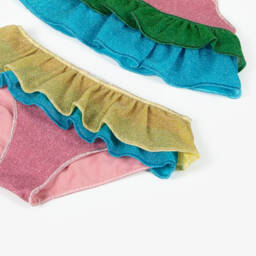 Oséree-Girls Rainbow Stripe Frilly Lumiére Bikini | Childrensalon Outlet