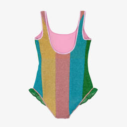 Oséree-Girls Rainbow Stripe Lumiére Swimsuit | Childrensalon Outlet