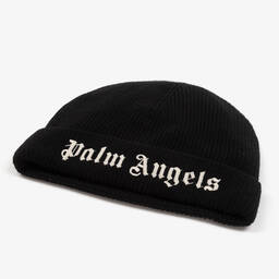 Palm Angels-Black & White Knitted Beanie Hat | Childrensalon Outlet