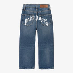 Palm Angels-Blue Straight Fit Denim Jeans | Childrensalon Outlet