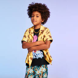 Palm Angels-Boys Black Palm Print Shorts | Childrensalon Outlet