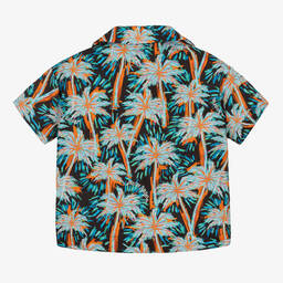 Palm Angels-Boys Blue Cotton Palm Tree Shirt | Childrensalon Outlet