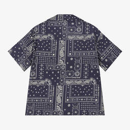 بالم أنجلز-قميص فيسكوز لون أزرق داكن وعاجي للأولاد | Childrensalon Outlet