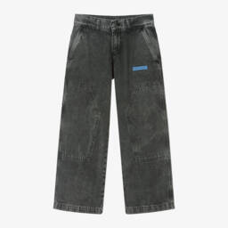 Palm Angels-Boys Charcoal Relaxed Denim Trousers | Childrensalon Outlet