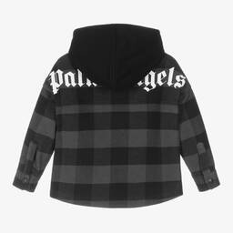 بالم أنجلز-قميص جاكيت هودي قطن تويل كاروهات لون رمادي | Childrensalon Outlet