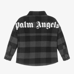 بالم أنجلز-قميص جاكيت هودي قطن تويل كاروهات لون رمادي | Childrensalon Outlet